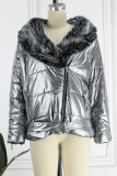 Casual Solid Bandage Patchwork Feathers Outerwear