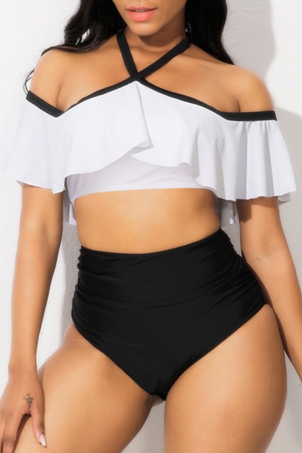 Sexy Solid Patchwork Backless Swimwears