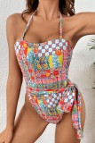 Sexy Print Bandage Backless Swimwears (With Paddings)