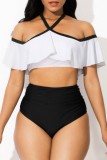 Sexy Solid Patchwork Backless Swimwears
