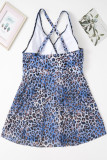 Casual Print Leopard Patchwork Backless Swimwears