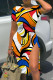 Casual Print Slit O Neck Short Sleeve Dress