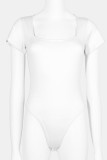 Casual Solid Basic Square Collar Skinny Bodysuits