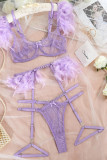 Sexy Solid Patchwork See-through Feathers Chains Valentines Day Lingerie