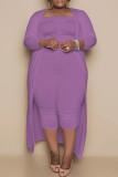 Casual Solid Basic Plus Size Two Pieces