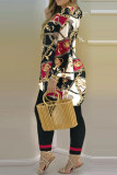 Casual Print Patchwork V Neck Long Sleeve Two Pieces