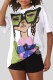Casual Street Print Patchwork Hot Drill O Neck T-Shirts