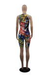 Sexy Print Hollowed Out O Neck Skinny Rompers