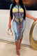 Casual Print Patchwork Short Sleeve Dress