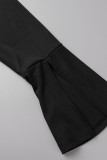 Vintage Elegant Solid Patchwork Slit Halter One Step Skirt Dresses