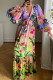 Sexy Print Patchwork V Neck Straight Dresses