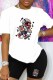 Casual Print Patchwork O Neck Short Sleeve Two Pieces