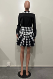 Sexy Plaid Patchwork Half A Turtleneck Long Sleeve Two Pieces