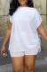 Casual Sportswear Solid Patchwork Draw String Oblique Collar Short Sleeve Two Pieces