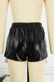 Sexy Solid Patchwork Regular High Waist Conventional Solid Color Shorts