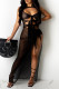 Sexy Solid Bandage Hollowed Out Patchwork See-through O Neck Irregular Dress Dresses