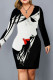 Casual Print Patchwork V Neck Dresses
