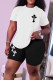 Casual Print Patchwork O Neck Short Sleeve Two Pieces