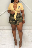 Sexy Street Solid Embroidered Bandage Patchwork V Neck T-Shirts