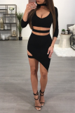 Sexy Solid Hollowed Out Halter Irregular Dress Dresses