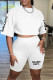 Casual Letter Print Basic O Neck Half Sleeve Two Pieces