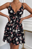 Sexy Casual Print Backless V Neck Sling Dress Dresses