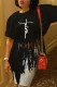 Casual Print Tassel Patchwork O Neck T-Shirts