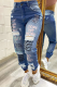 Casual Patchwork Ripped High Waist Harlan Denim Jeans