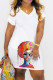 Casual Print Basic V Neck Short Sleeve Dress