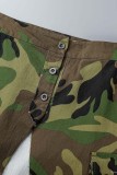 Casual Camouflage Print Slit Regular High Waist Conventional Full Print Skirts