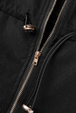 Casual Solid Patchwork Zipper Collar Regular Jumpsuits