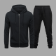 Casual Solid Draw String Zipper Collar Long Sleeve Two Pieces
