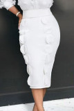 Casual Solid Patchwork Appliques Regular High Waist Pencil Solid Color Bottoms