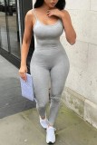 Sexy Casual Solid Backless Spaghetti Strap Skinny Jumpsuits