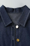Street Solid Patchwork Buckle Turndown Collar Sleeveless Regular Denim Jacket