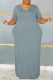 Casual Solid Basic V Neck Short Sleeve Dress Plus Size Dresses