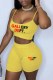 Casual Street Print Letter Spaghetti Strap Sleeveless Two Pieces