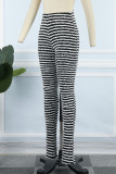 Casual Striped Patchwork Regular High Waist Conventional Patchwork Trousers