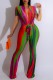 Casual Print Patchwork V Neck Regular Jumpsuits
