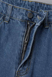 Casual Solid Patchwork Straight Denim Jeans