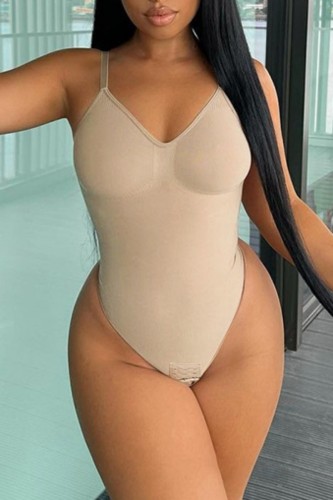 Sexy Casual Solid Backless Spaghetti Strap Skinny Bodysuits