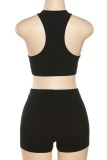 Sexy Casual Solid Basic O Neck Sleeveless Two Pieces