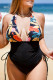 Sexy Print Patchwork Draw String Halter Plus Size Swimwear