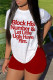 Casual Letter Print Patchwork O Neck Short Sleeve Two Pieces