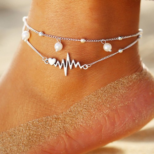 Casual Solid Patchwork Pearl Anklet