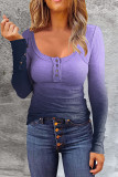 Casual Print Patchwork U Neck Tops