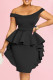 Sexy Formal Solid Patchwork Backless Off the Shoulder Evening Dress Dresses