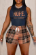 Casual Print Patchwork O Neck Sleeveless Two Pieces