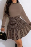 Casual Patchwork Embroidered Patchwork O Neck Long Sleeve Two Pieces