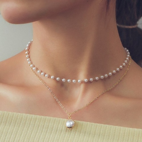 Casual Daily Patchwork Pearl Necklaces